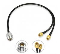 N Type Female to Dual SMA Male Coaxial Cable Y Splitter, 0.6m 50 Ohm Low Loss RF Coax Extension Lead, Double Shielded Pure Copper Pigtail Adapter for 4G LTE Router Gateway, Signal Booster, Ham Radio