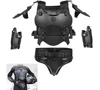 N/W Airsoft Tactical Vest Set, Black, Adjustable Molle Chest Protector, Elbow Shoulder Guard, Combat Belt, Adults