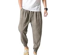 N/X Men Linen Pants Bloomers Cargo Pants Aladdin Trousers Harem Great Comfortable Yoga Pants, Hippies for Men Loose Fit Leggings with Elastic Band Gray