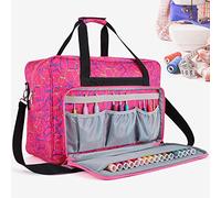 N/X Sewing Machine Tote Bag, Foldable Sewing Machine Carry Case, Padded Storage Cover Carrying Case with Pockets and Handles (Rose Red)