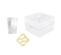 N-X The Money Cake - Money Cake Pull Out Kit, Includes 1 Clear Food- Safe Box, 1 Gold Cake Topper, Pockets for Cake Decorations