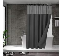 N&Y HOME Extra Long Waffle Weave Shower Curtain with Snap-in Fabric Liner & 12 Hooks Set - 71" x 84", Hotel Style & Mesh Top Window, Machine Washable - 71x84, Graphite Gray