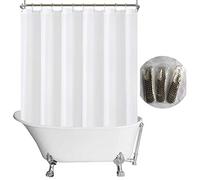 N&Y HOME Fabric Clawfoot Tub Shower Curtain 180 x 70 inches All Wrap Around, 36 Hooks Included, Hotel Quality, Washable, Water Repellent, Diamond Pattern White Bathroom Curtains with Grommets