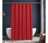 N&Y HOME Fabric Shower Curtain or Liner with Magnets - Hotel Quality Red Shower Curtain for Bathroom, Machine Washable, Water Repellent - Red, 72x72