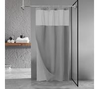 N&Y HOME Stall Waffle Shower Curtain with Snap-in Fabric Liner & Hooks Set - 36" x 72" Small Shower Stall Size, Hotel Style & Mesh Top Window, Machine Washable - 36x72, Gray