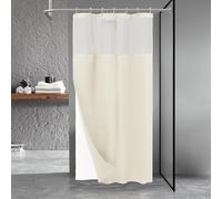 N&Y HOME Stall Waffle Weave Shower Curtain with Snap-in Fabric Liner & Hooks Set - 36" x 72" Small Shower Stall Size, Hotel Style & Mesh Top Window, Machine Washable - 36x72, Cream