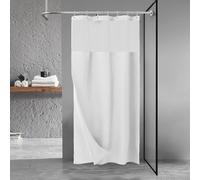 N&Y HOME Stall Waffle Weave Shower Curtain with Snap-in Fabric Liner & Hooks Set - 36" x 72" Small Shower Stall Size, Hotel Style & Mesh Top Window, Machine Washable - 36x72, White