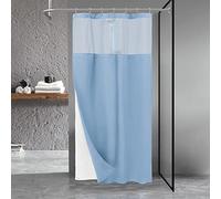N&Y HOME Stall Waffle Weave Shower Curtain with Snap-in Fabric Liner & Hooks Set - 36" x 72" Small Shower Stall Size, Hotel Style & Mesh Top Window, Machine Washable - 36x72, Blue