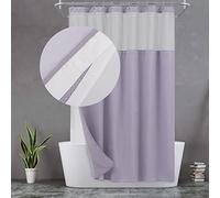 N&Y HOME Waffle Weave Shower Curtain with Snap-in Fabric Liner & 12 Metal Hooks Set - Hotel Style, Waterproof & Washable, Heavyweight Fabric & Mesh Top Window - 71x72, Lavender