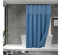 N&Y HOME Waffle Weave Shower Curtain with Snap-in Fabric Liner & Hooks Set - Hotel Style, Water-Repellent & Washable, Heavyweight Fabric & Mesh Top Window - 71x72, Moonlight Blue