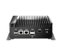 N100 Mini Fanless Industrial Computer (up to 3.4 GHz), Mini Computer 2.5 G with Two LAN Computers, 3 4K Screens (2 HD+DP), 2COM RS232, USB3.0 WiFi Type C, Auto On, No Memory