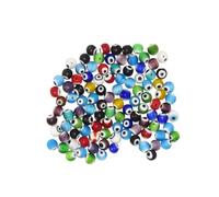 N185 - Bulk 100 x Mixed Coloured Evil Eye/Nazar Buncuk Stripe Round Glass Beads 6mm by Jeannieparnell