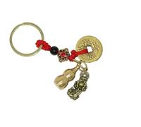 N270 Handmade Lucky Five Emperors Money Key Ring Feng Shui Coins Lucky Keychain Solid Car Keychain Accessories by Jeannieparnell