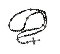 N35 - Black Agate, Green Howlite and Tiger Eye 6 Decade Catholic Rosary for Men and Women Handmade by Jeannieparnell