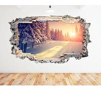 N391 Snowy Trees Snow Sunny Winter Smashed Wall Decal 3D Art Stickers Vinyl RoomKids Bedroom Baby Nursery Cool Livingroom Hall Boys Girls (HUGE (100x175cm))