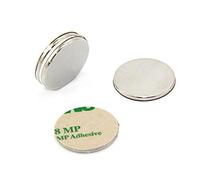 N42 Neodymium Adhesive Magnet for Arts, Crafts, Model Making, DIY, Hobbies and Packaging - 25mm dia x 2mm thick - 3.5kg Pull - South - Pack of 4