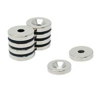 N42 Neodymium Countersunk Magnet for Arts, Crafts, Model Making, DIY, Hobbies, Office and Home - 20mm dia x 4mm thick x 5.2mm c/sink - 6.7kg Pull - North - Pack of 10