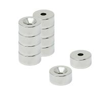 N42 Neodymium Countersunk Magnet for Arts, Crafts, Model Making, DIY, Hobbies, Office and Home - 10mm dia x 5mm thick x 3.2mm c/sink - 2kg Pull - South - Pack of 100