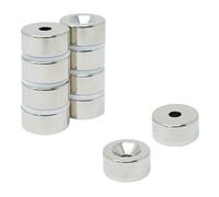 Neodymium Magnet for Arts, Crafts, Model Making, DIY, Hobbies, Office and Home - 20mm dia x 10mm thick x 5.2mm c/sink - 11kg Pull - South - Pack of 6