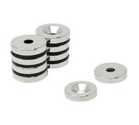 N42 Neodymium Countersunk Magnet for Arts, Crafts, Model Making, DIY, Hobbies, Office and Home - 20mm dia x 4mm thick x 5.2mm c/sink - 6.7kg Pull - South - Pack of 40