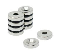 N42 Neodymium Countersunk Magnet for Arts, Crafts, Model Making, DIY, Hobbies, Office and Home - 20mm dia x 5mm thick x 6mm c/s - 7.1kg Pull - South - Pack of 10