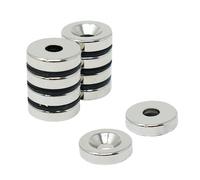 N42 Neodymium Countersunk Magnet for Arts, Crafts, Model Making, DIY, Hobbies, Office and Home - 20mm dia x 5mm thick x 6mm c/s - 7.1kg Pull - South - Pack of 2
