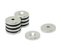 N42 Neodymium Countersunk Magnet for Arts, Crafts, Model Making, DIY, Hobbies, Office, and Home - 20mm dia x 3mm thick x 3.6mm Countersunk Hole - 4.5kg Pull - South - Pack of 10