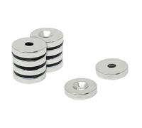 N42 Neodymium Countersunk Magnet for Arts, Crafts, Model Making, DIY, Hobbies, Office and Home - 25mm dia x 5mm thick x 6.0mm c/sink - 11.2kg Pull - South - Pack of 10