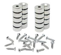 N42 Neodymium Countersunk Magnets & Screws Pack - 15mm Dia X 7.5mm Thick X 4.2mm Countersunk - 5.7Kg Pull