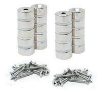 N42 Neodymium Countersunk Magnets & Screws Pack - 20mm Dia X 10mm Thick X 5.2mm Countersunk - 11Kg Pull