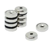 N42 Neodymium Pot Magnet for Arts, Crafts, Model Making, DIY, Hobbies, Office, and Home - 16mm dia x 5mm thick x 3mm c/sink - 9.6kg Pull - Pack of 10