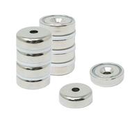 N42 Neodymium Countersunk Pot Magnet 25mm Dia X 8mm Thick X 5mm Countersunk - 26Kg Pull - Pack Of 10