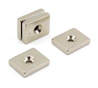 N42 Neodymium Magnet for Arts, Crafts, Model Making, DIY, Hobbies, Office and Home - 25 x 20 x 5mm thick x 4.5mm c/s - 9.8kg Pull - Pack of 4