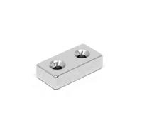 N42 Neodymium Magnet for Engineering, Manufacturing and DIY - 40mm x 20mm x 10mm thick x 5.5mm Countersunk - 24.4kg Pull