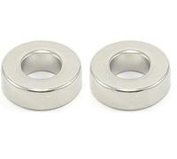 N42 Neodymium Magnet for Engineering, Manufacturing and Technology Applications - 19.1mm dia x 6.4mm thick with 9.5mm hole - 8.1kg Pull (Pack of 2)