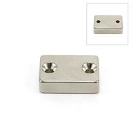 N42 Neodymium Magnet for Furniture Fixings, Hanging Artwork and Keeping Doors and Drawers Closed - 30mm x 21mm x 8mm with 2x 4.2mm c/sunk holes - 17.1kg Pull - North