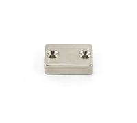 N42 Neodymium Magnet for Furniture Fixings, Hanging Artwork and Keeping Doors and Drawers Closed - 30mm x 21mm x 8mm with 2x 4.2mm c/sunk holes - 17.1kg Pull - North