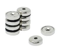 N42 Neodymium Pot Magnet for Arts, Crafts, Model Making, DIY, Hobbies, Office, and Home - 16mm dia x 5mm thick x 3mm c/sink - 9.6kg Pull - Pack of 10