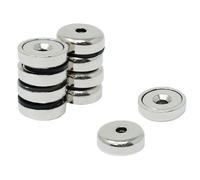 N42 Neodymium Pot Magnet for Arts, Crafts, Model Making, DIY, Hobbies, Office, and Home - 16mm dia x 5mm thick x 3mm c/sink - 9.6kg Pull - Pack of 4