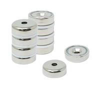 N42 Neodymium Pot Magnet for Arts, Crafts, Model Making, DIY, Hobbies, Office, and Home - 25mm dia x 8mm thick x 5mm c/sink - 26kg Pull - Pack of 10