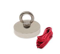 N42 Neodymium Pot Magnet with M10 Eyebolt and 10m Rope for Magnet Fishing, Recovery and Treasure Hunting - 75mm dia x 15mm - 200kg Pull