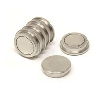 N42 Neodymium Top Hat Pot Magnet For Office, Fridge, Whiteboard, Refrigerator & Diy - 30mm X 8mm Thick - 18.6Kg Pull - Pack Of 6