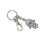 N44H - Hamsa Hand, Hand of Fatima & Lucky Evil Eye Keyring Bag Hanger Protection and Good Luck Handmade by Jeannieparnell