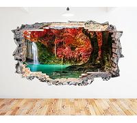 N502 Autumn Water Fall Thailand Smashed Wall Decal 3D Art Stickers Vinyl RoomKids Bedroom Baby Nursery Cool Livingroom Hall Boys Girls (HUGE (100x175cm))
