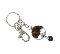 N630 Tiger’s Eye Tree of Life Keychain Natural Healing Crystal Keyring for Protection, Confidence & Balance Silver Metal Spiritual Charm with Gemstone Bead Gift for Meditation, Reiki & Mindfulness