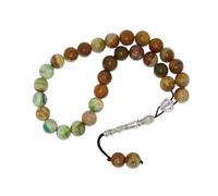 N664 Angelite Worry Beads - 29-Bead Misbaha Tasbih with 10mm Gemstone Beads & Ornate Tassel - Islamic Prayer Gift for Peace, Meditation & Spiritual Healing