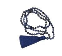 N695 Lapis Lazuli Mala - 108 Bead Prayer Necklace with Tassel | Meditation Mala for Wisdom, Truth & Third Eye Activation | Hand-Knotted Gemstone Beads for Yoga, Mindfulness & Spiritual Practice