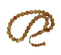 N722 33 Faceted Polyester Prayer Beads - Islamic Tasbih Misbaha with Smooth Polished Beads | Lightweight Dhikr Beads for Prayer, Meditation & Spiritual Reflection | Durable Cord Tasbih