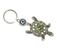 N740 Lucky Turtle Keyring with Evil Eye Charm - Protection & Good Fortune Keychain with Green Bead Shell | Spiritual Talisman for Travel Safety, Prosperity & Positive Energy | Gift for Men & Women