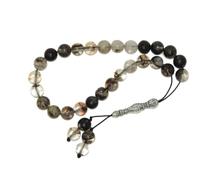 N806 10mm Tourmaline Quartz Prayer Beads - Natural Gemstone Tasbih/Mala with Metal Accents | Healing Crystal Rosary for Meditation, Protection & Energy Balance | Spiritual Gift for Men & Women
